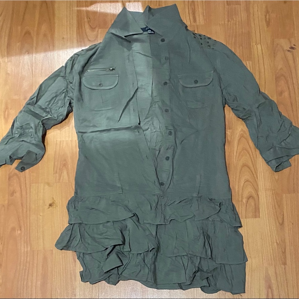 Forever 21 Forest Green Ruffled Dress